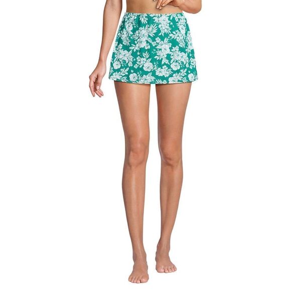 Land's End SlenderSuit fabric Swimsuit skirt emerald white romantic floral 14 - Picture 3 of 7